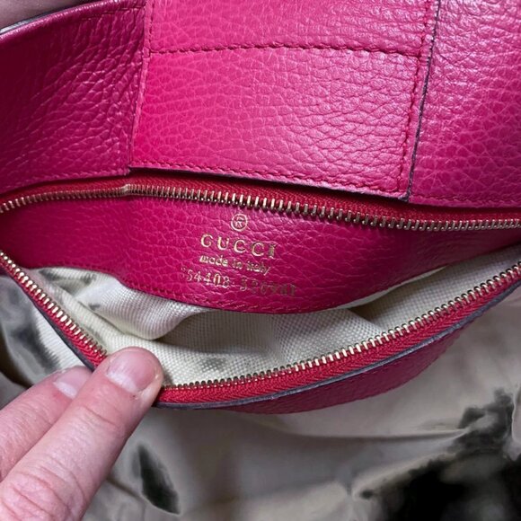 Gucci - Fuchsia Pebble Leather Medium Swing Tote - Picture 7 of 9